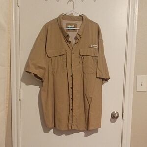 Magellan Outdoors Men's Fishing and Casual Tan Button Down Shirt